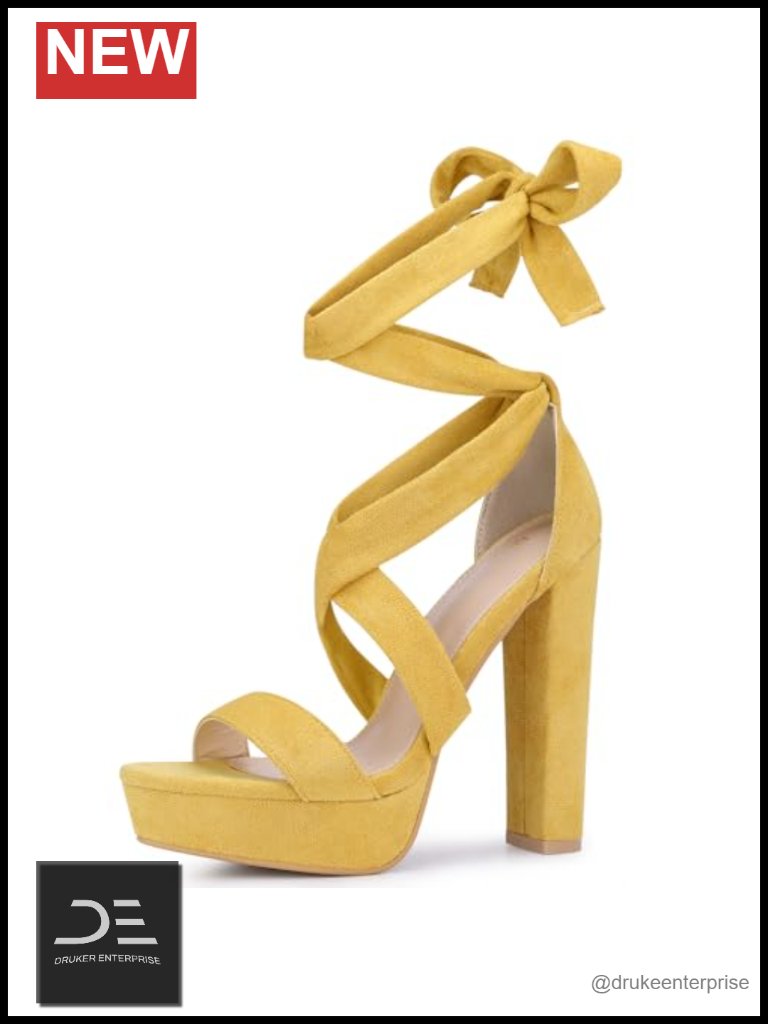 Lace Up Platform Block Heel Sandals Faux Suede